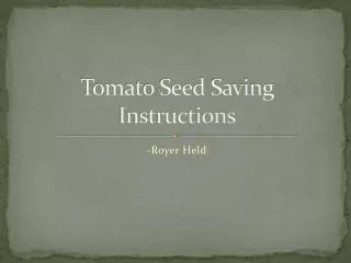 Tomato Seed Saving Instructions