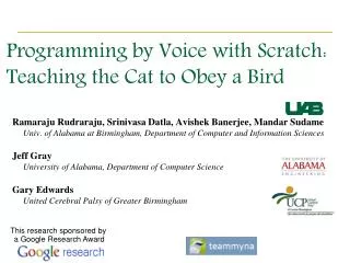 Programming by Voice with Scratch: Teaching the Cat to Obey a Bird