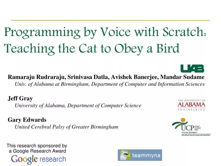 programming by voice with scratch teaching the cat to obey a bird