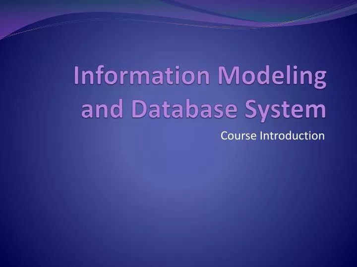 information modeling and database system