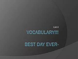 Vocabulary!!! Best day ever-