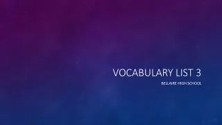 Vocabulary List 3