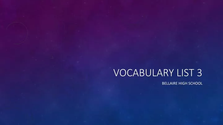 vocabulary list 3