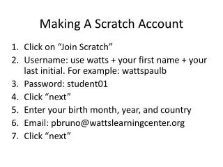 Making A Scratch Account