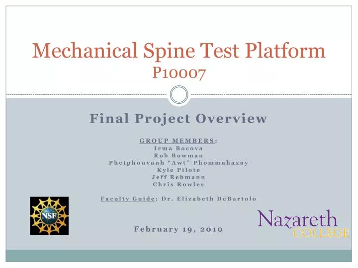 mechanical spine test platform p10007
