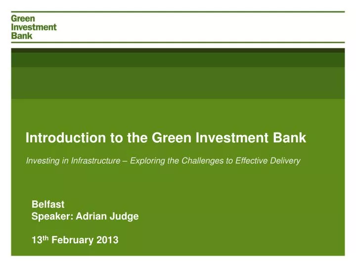 introduction to the green investment bank