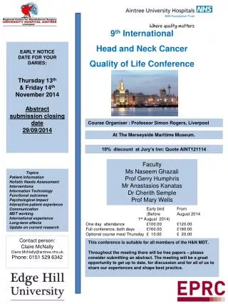 9 th International Head and Neck Cancer Quality of Life Conference