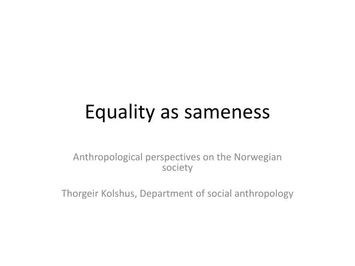 equality as sameness