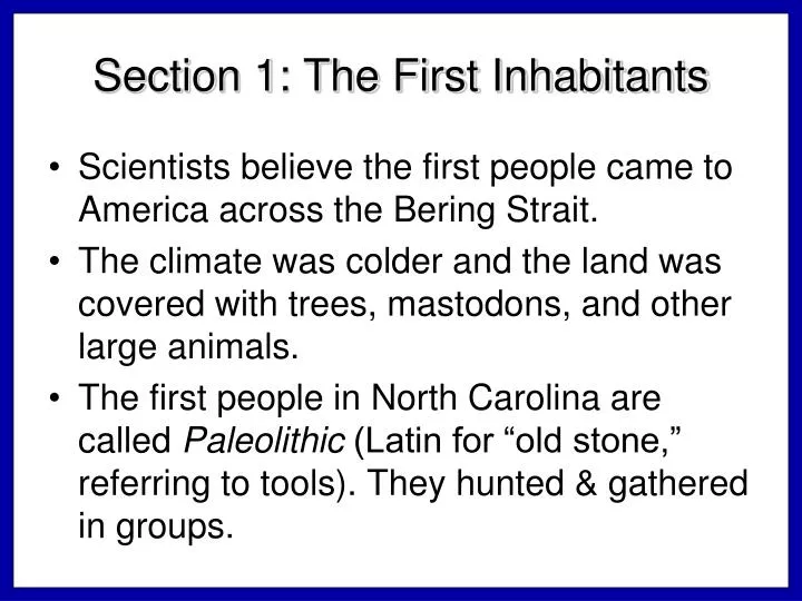 section 1 the first inhabitants