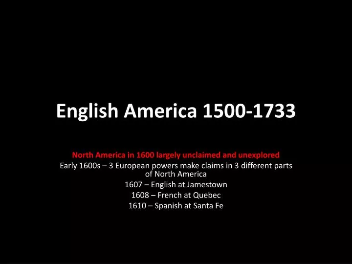 english america 1500 1733
