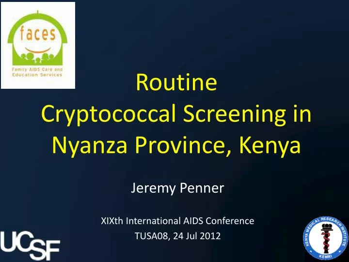 routine cryptococcal screening in nyanza province kenya