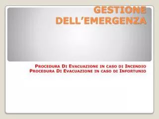 gestione dell emergenza
