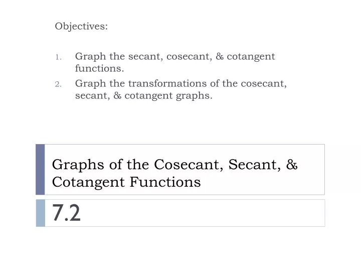 graphs of the cosecant secant cotangent functions