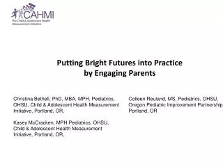 Putting Bright Futures into Practice by Engaging Parents