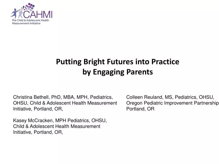 putting bright futures into practice by engaging parents