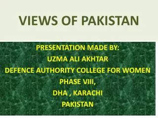 VIEWS OF PAKISTAN