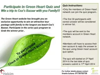 Participate in Green Heart Quiz and