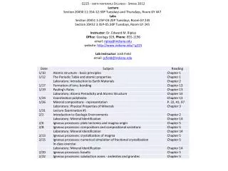 G225 - earth materials Syllabus - Spring 2012 Lecture