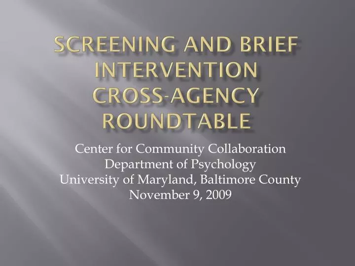 screening and brief intervention cross agency roundtable