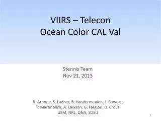 VIIRS – Telecon Ocean Color CAL Val