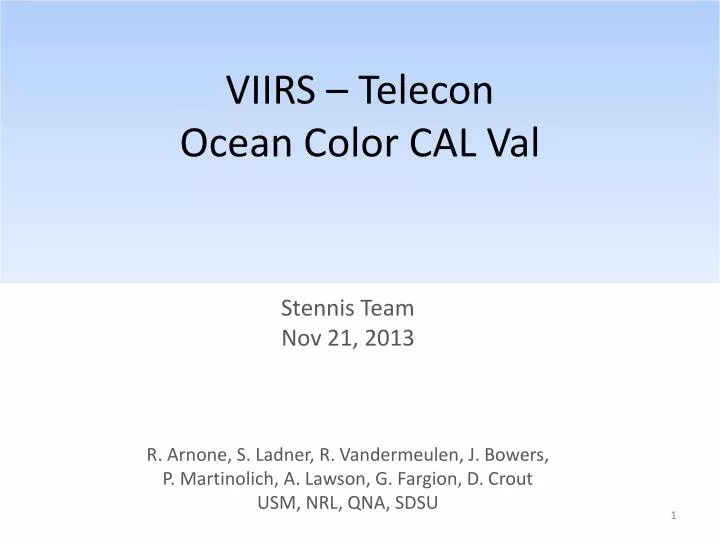 viirs telecon ocean color cal val