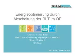 energieoptimierung durch abschaltung der rlt im op