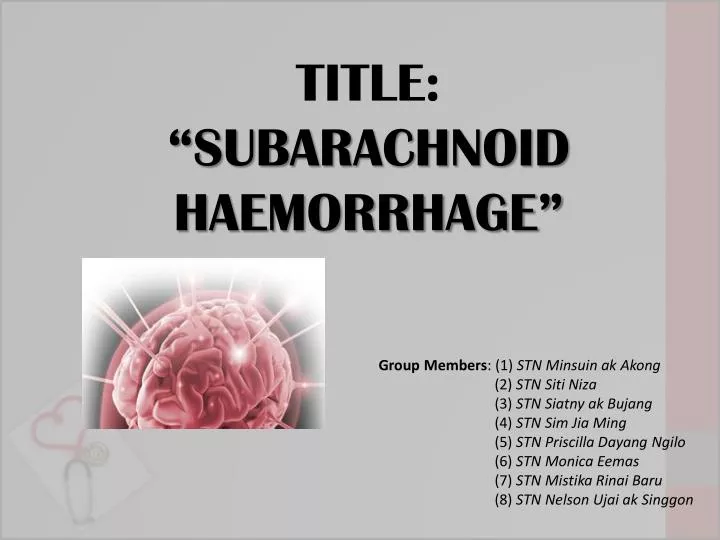 title subarachnoid haemorrhage