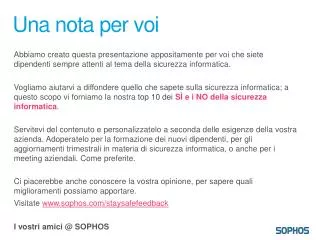 una nota per voi