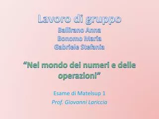 esame di matelsup 1 prof giovanni lariccia