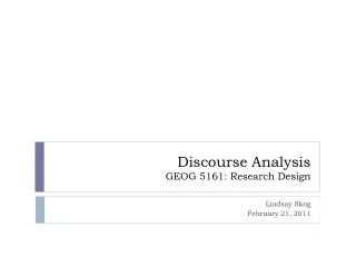 Discourse Analysis GEOG 5161: Research Design
