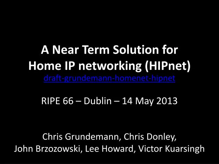 a near term solution for home ip networking hipnet