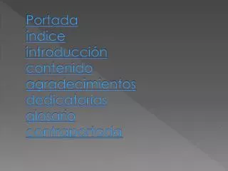 portada ndice introducci n contenido agradecimientos dedicatorias glosario contraportada