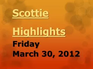 Friday March 30, 2012