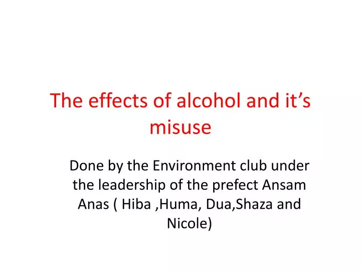 the effects of alcohol and it s misuse