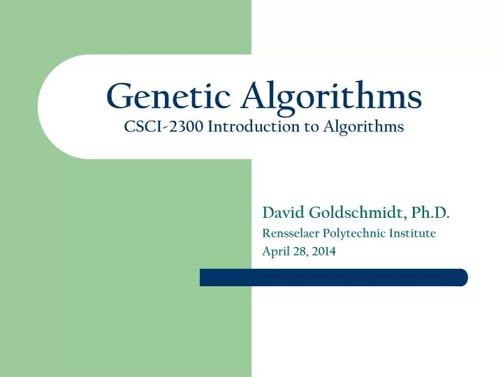genetic algorithms csci 2300 introduction to algorithms