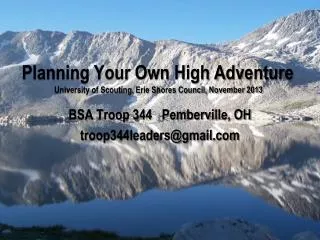 Planning Your Own High Adventure