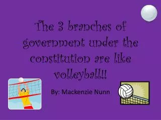 The 3 branches of government under the constitution are like volleyball!!