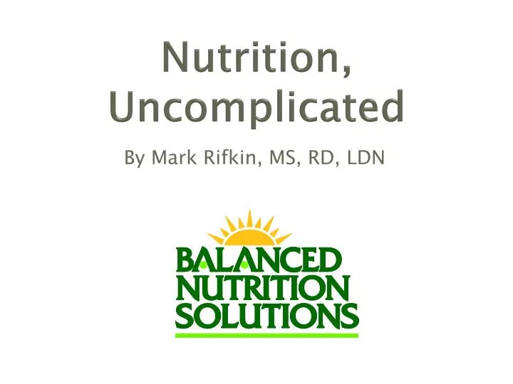 nutrition uncomplicated