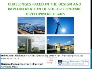 Challenges faced in the design and implementation of socio-economic development plans