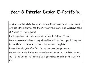 Year 8 Interior Design E-Portfolio.