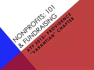 nonprofits: 101 &amp; fundraising