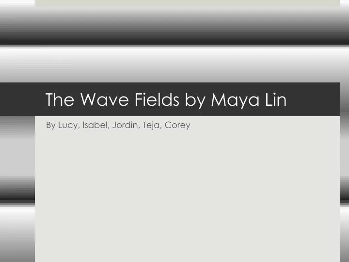 the wave fields by maya lin