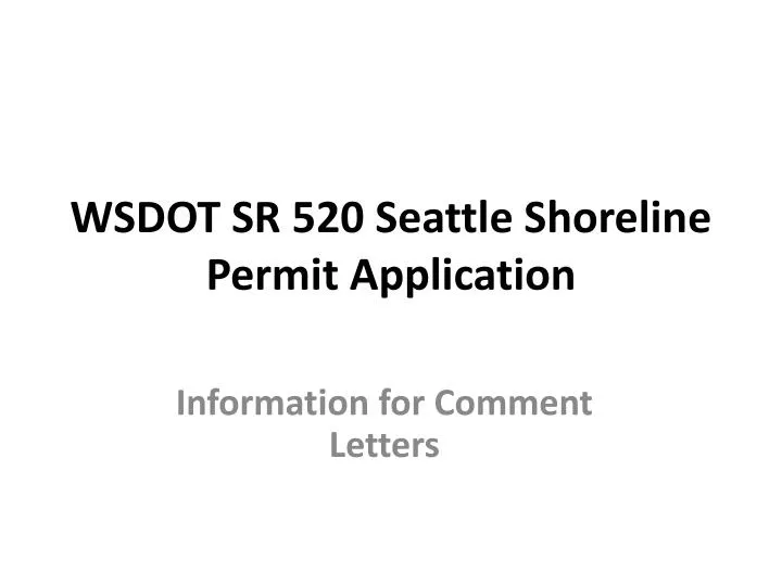 wsdot sr 520 seattle shoreline permit application