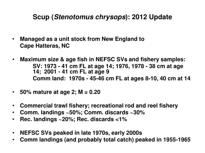 scup stenotomus chrysops 2012 update
