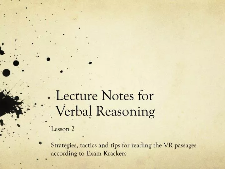 lecture notes for verbal reasoning