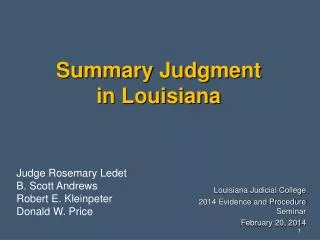 Summary Judgment in Louisiana