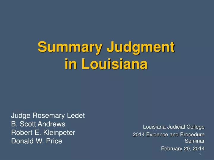 summary judgment in louisiana
