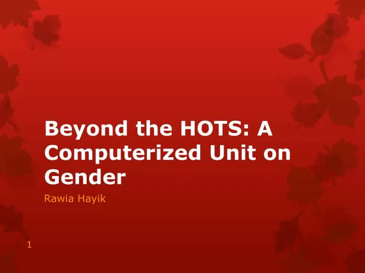 beyond the hots a computerized unit on gender