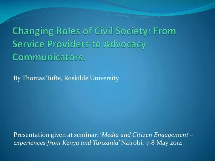 changing roles of civil society from service providers to advocacy communicators