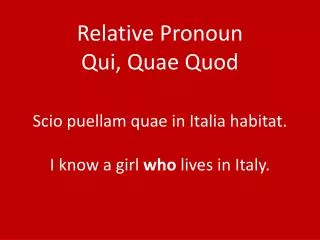 Relative Pronoun Qui, Quae Quod